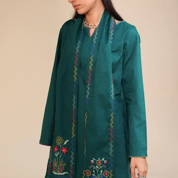 Luminous Green Intricate Embroidered Ensemble