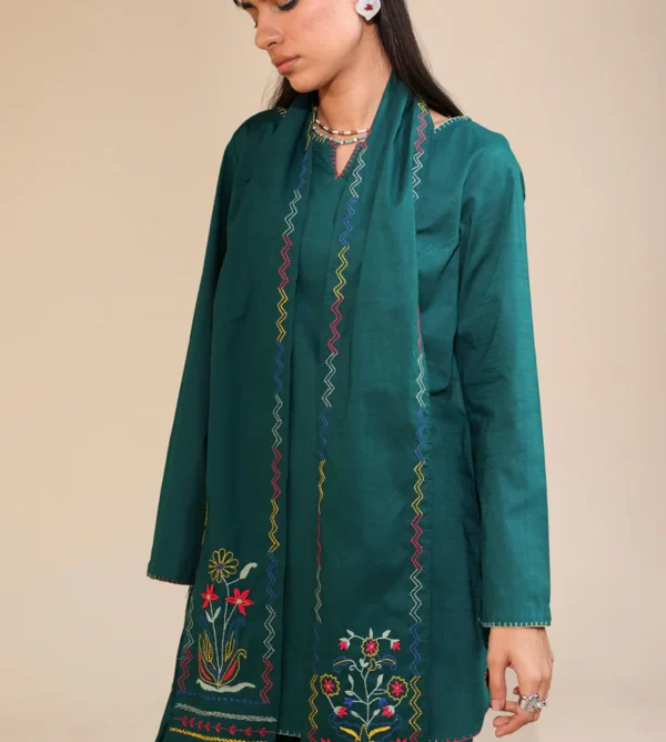 Luminous Green Intricate Embroidered Ensemble