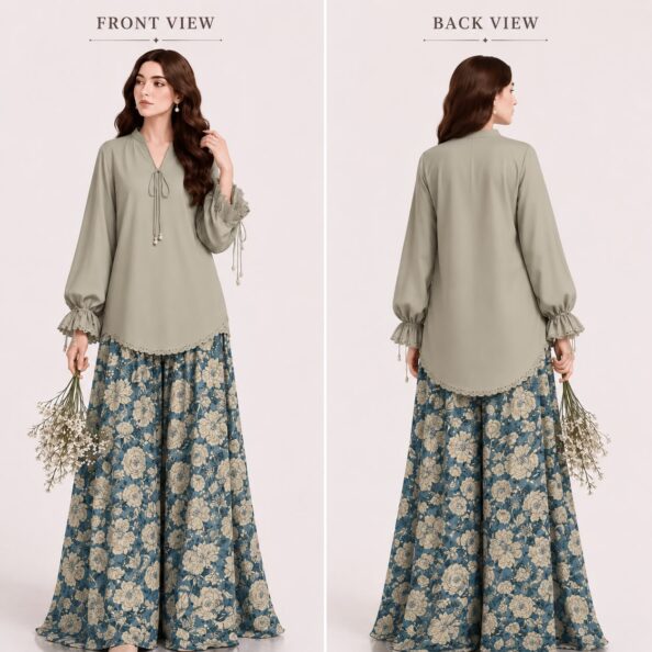 Elegant 2-piece Flared Shalwar Set